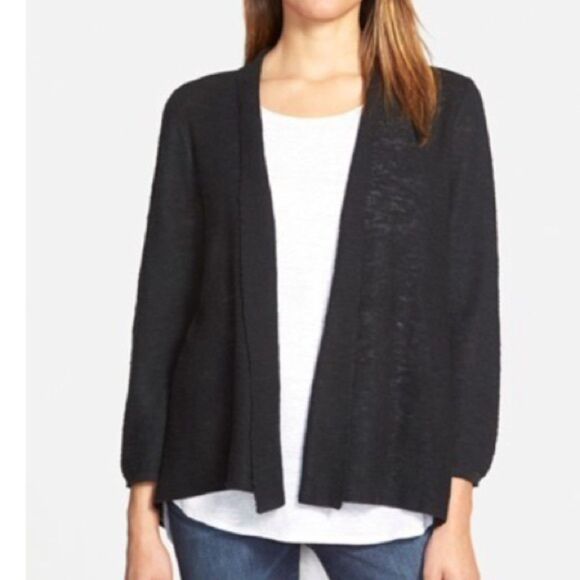 Eileen Fisher Black Open Cardigan Sweater, Size 2X - Picture 1 of 6